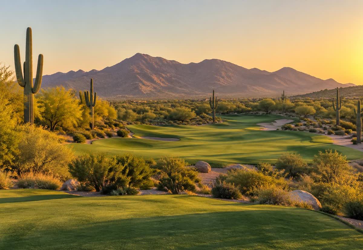 Palm-lined championship fairway at Wildfire Golf Club